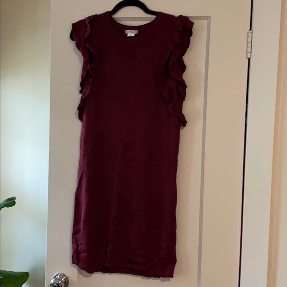 Ruffled sleeve sweater dress